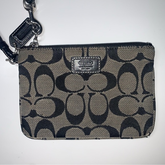 Coach Wristlet Wallet Signature‎ C Jaquard Print Classic Mini Bag Black Logo - Picture 3 of 9